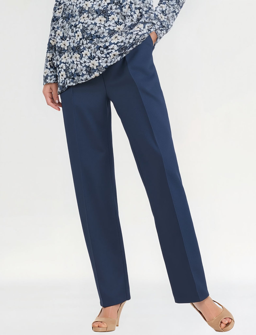 Denim Blue Fully Elasticated Waist Straight Leg Trouser