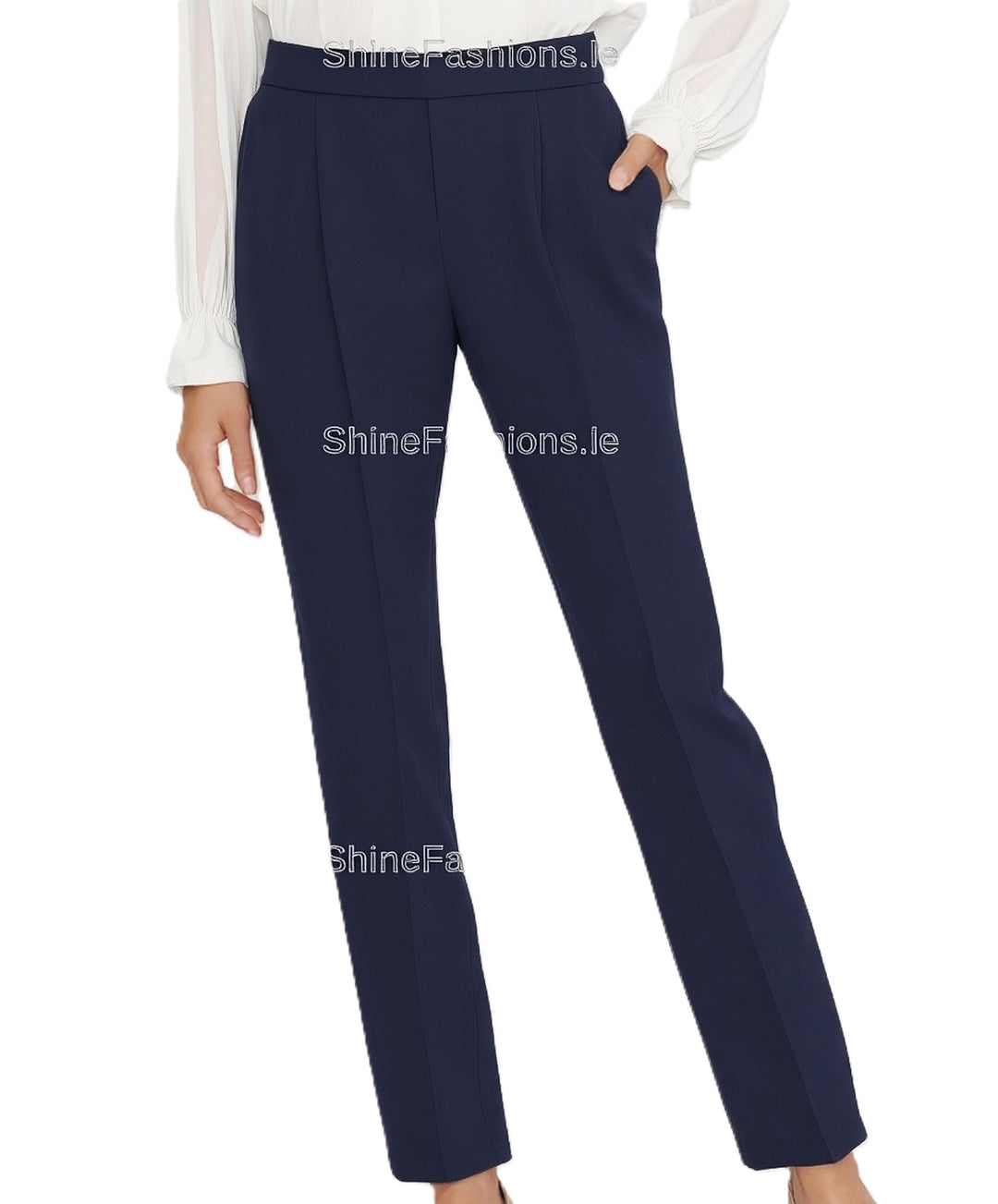 Navy Elasticated Straight Leg Trouser