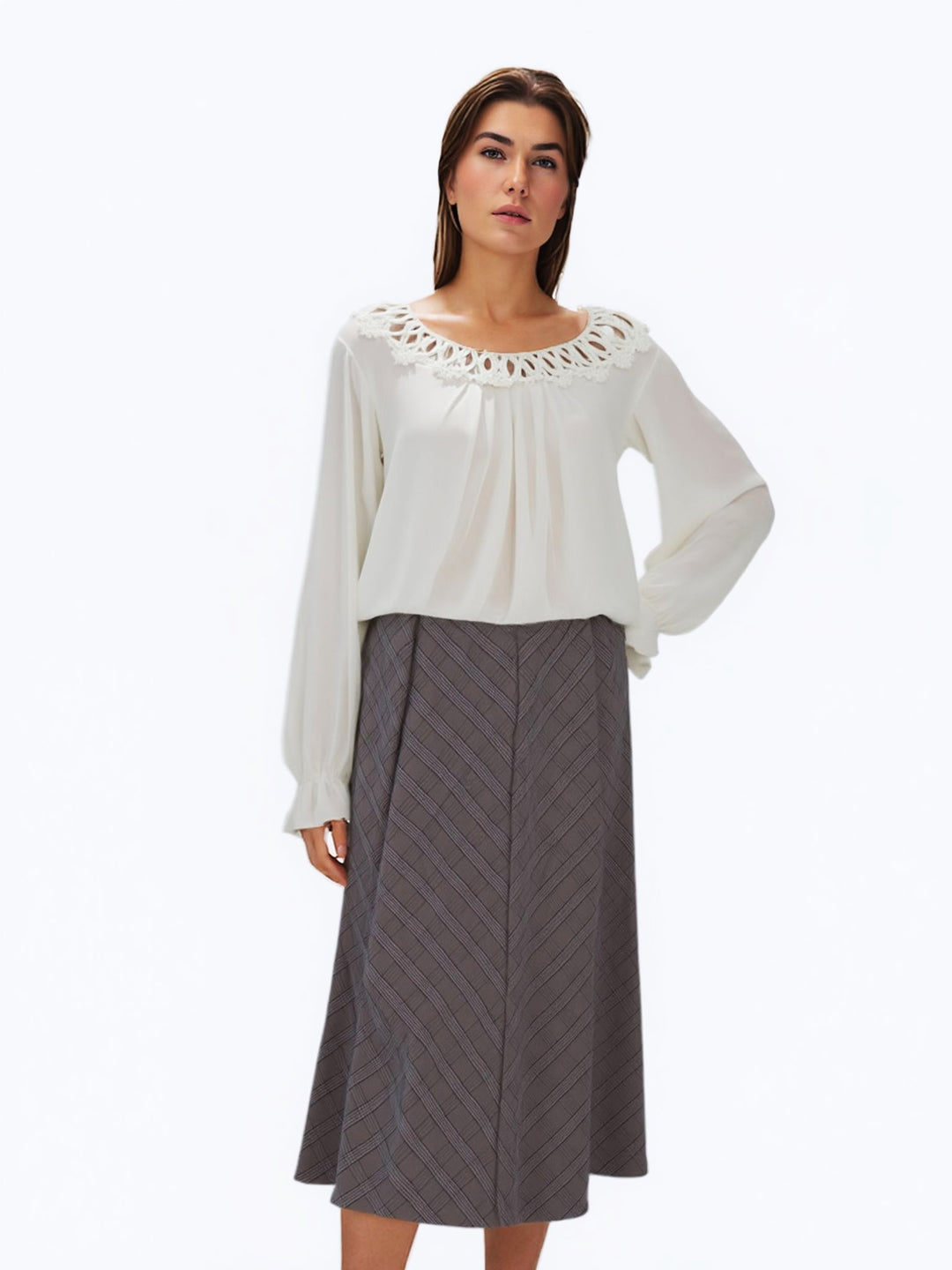 Pink Elasticated Lined A-Line Diamond Checked Skirt