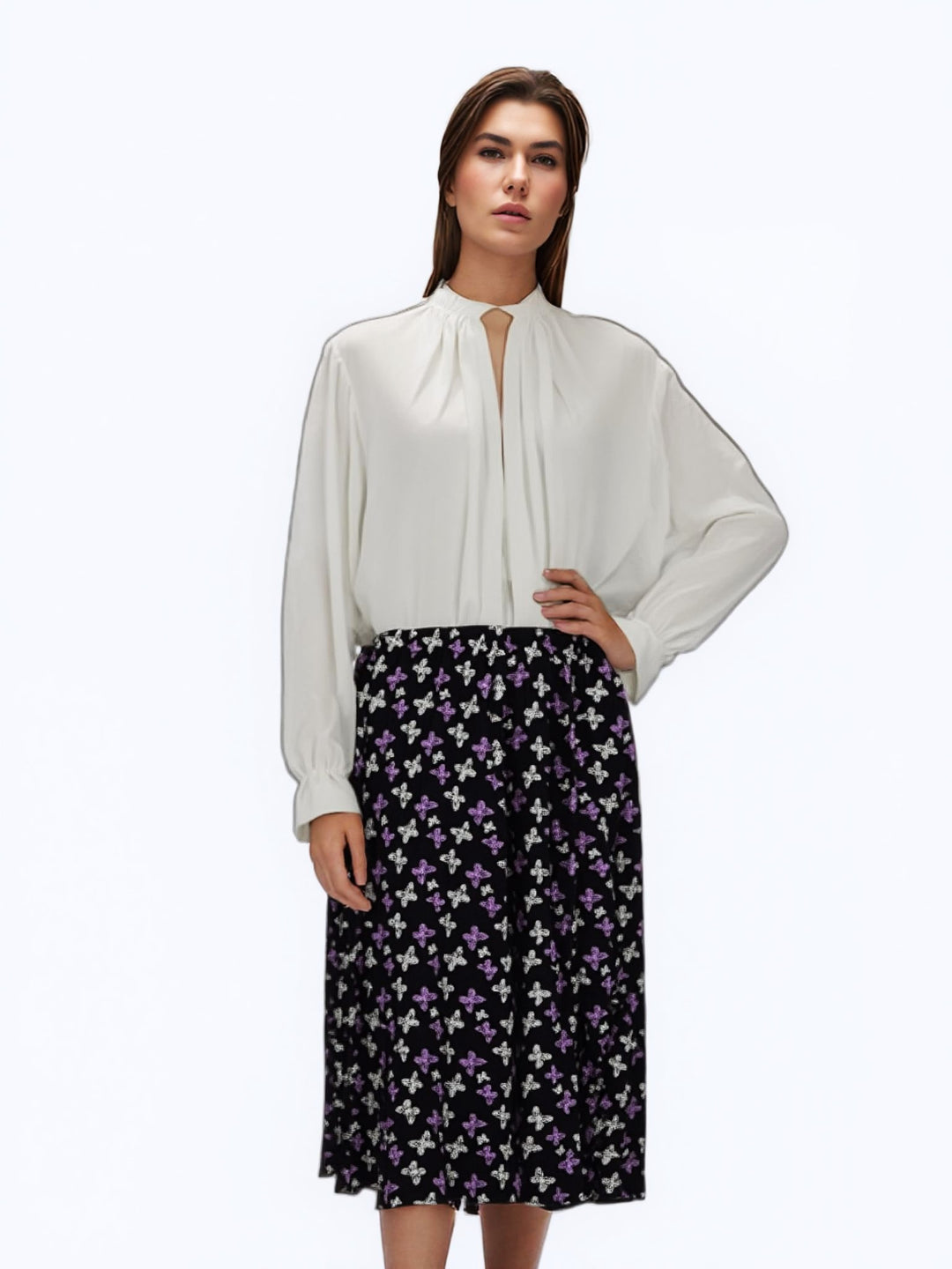 Pink & Cream Butterfly Pattern Elasticated Skirt