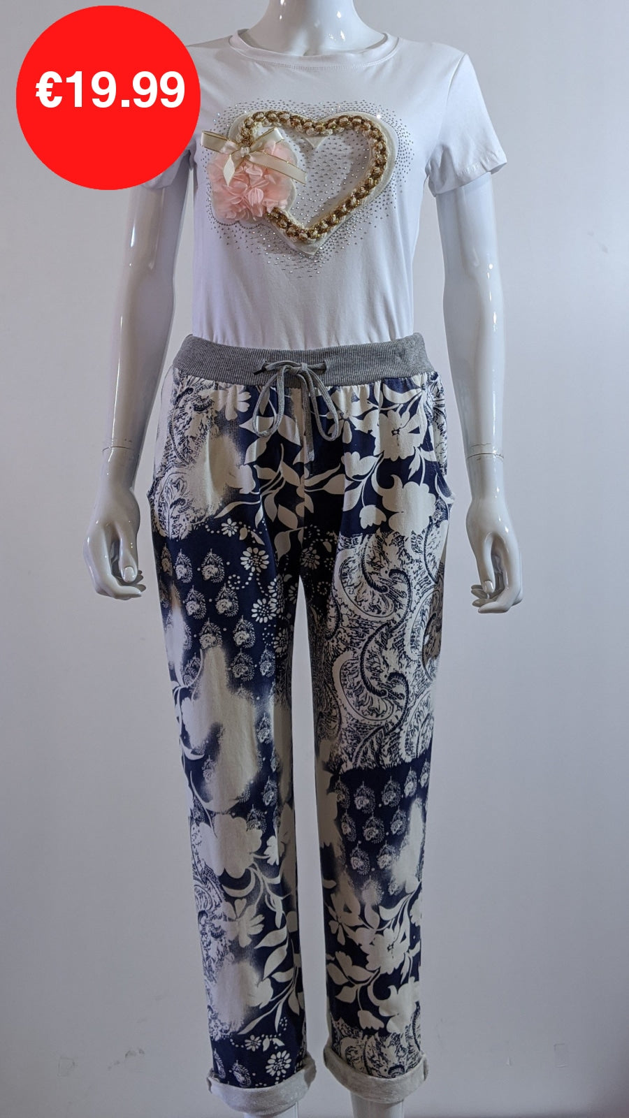 Blue Floral Print Magic Pants Joggers