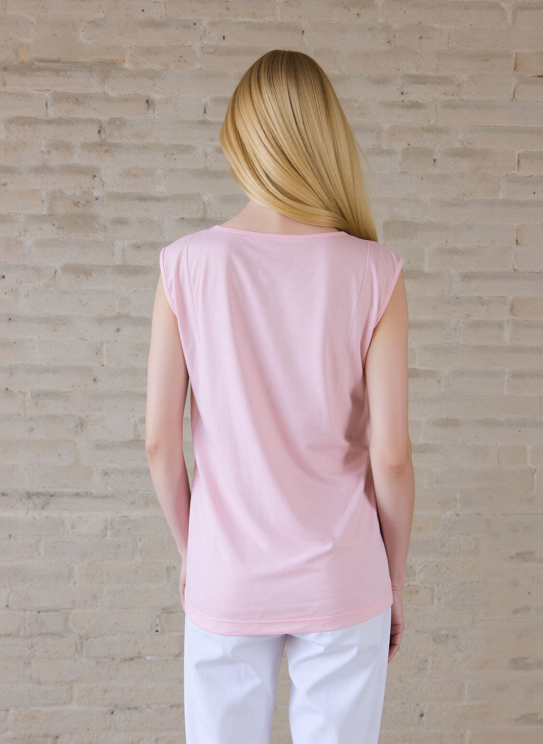 Baby Pink Embroidered Sleeveless Top Soft Casual Summer Vest