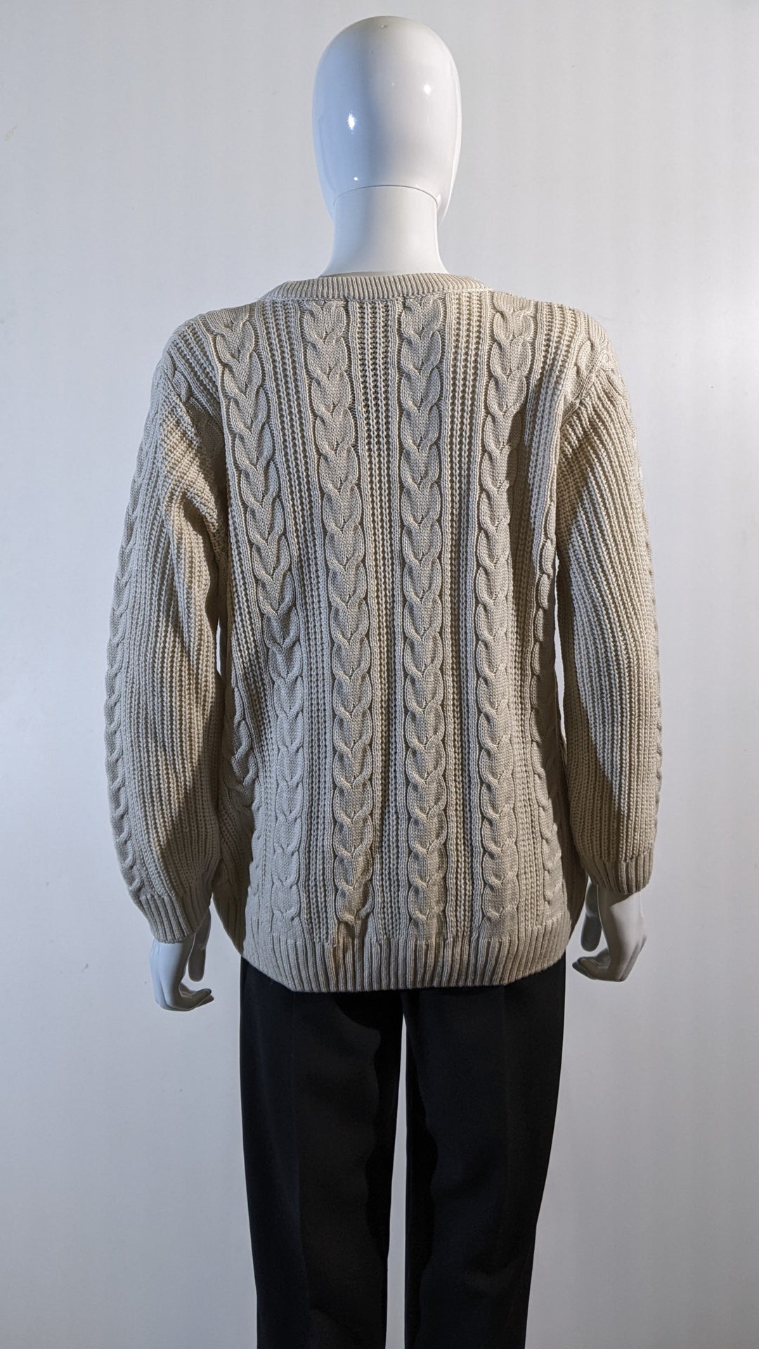 Beige Aran Style Cable Knit Jumper