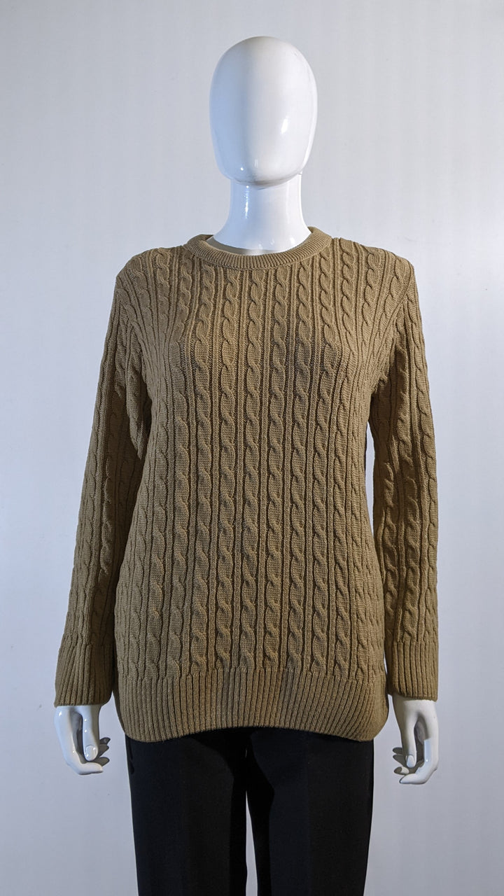 Beige Round Neck Cable Knit Jumper