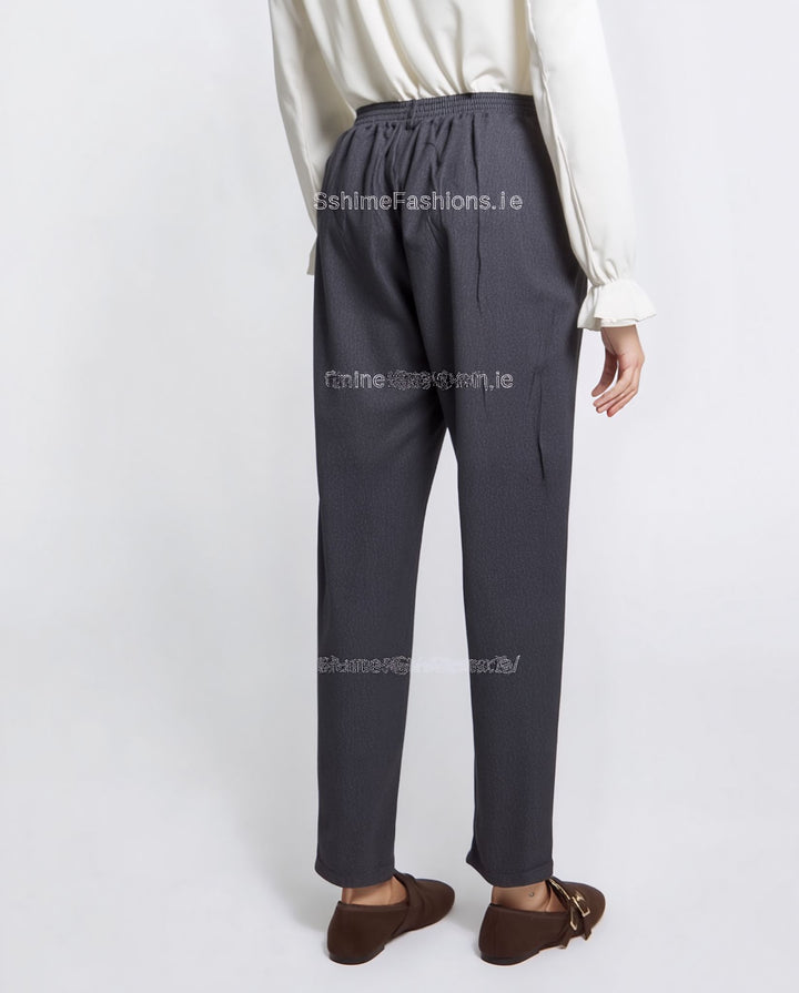 Black Denim Elastic Waist Pocket Jeans with Stretch