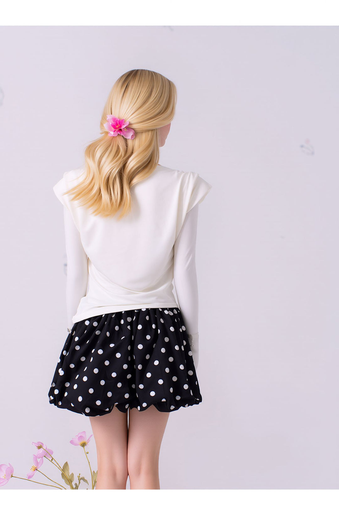 Black Polka Dot Bubble Skort Skirt Style Shorts