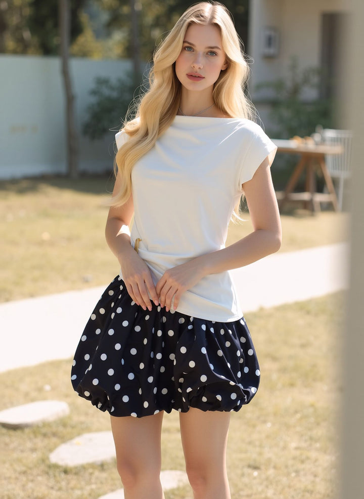 Black Polka Dot Bubble Skort Skirt Style Shorts