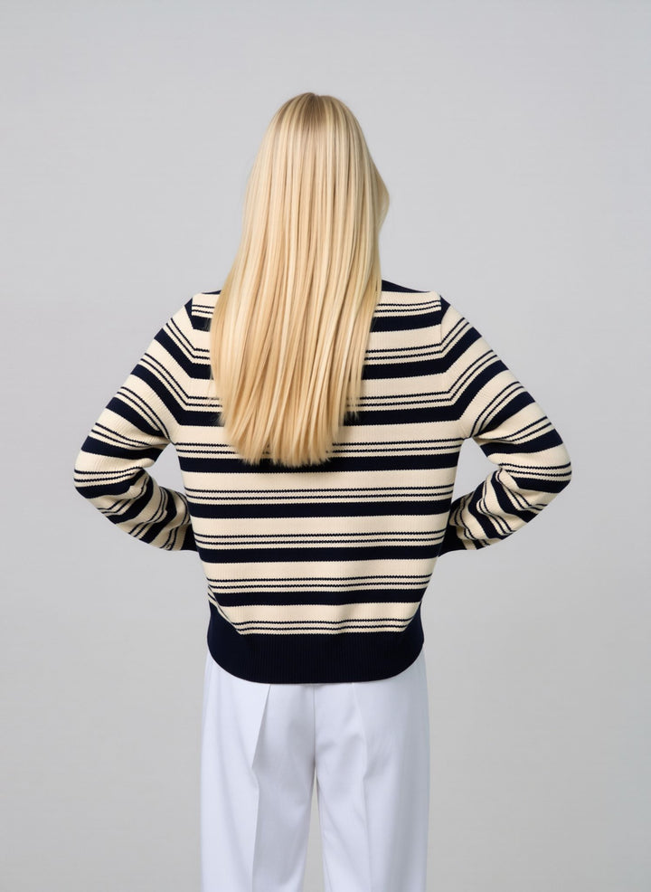 Black & Cream Striped Knit Jumper
