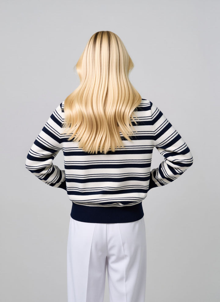 Black & White Striped Knit Jumper