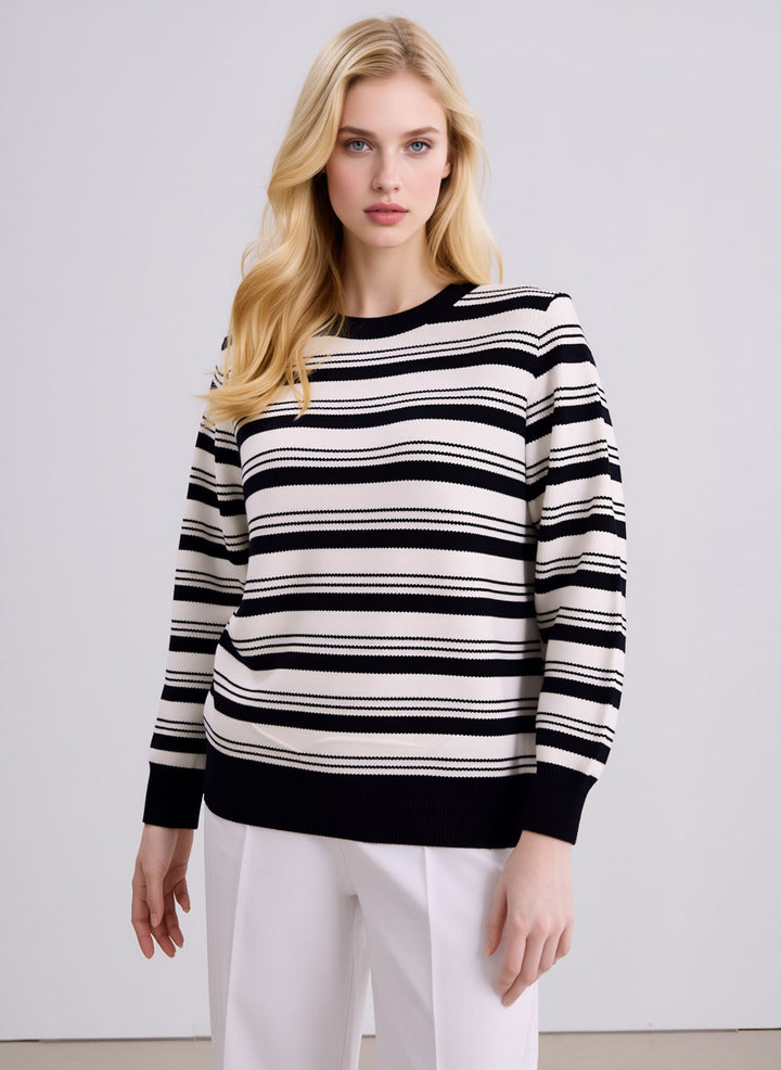 Black & White Striped Knit Jumper