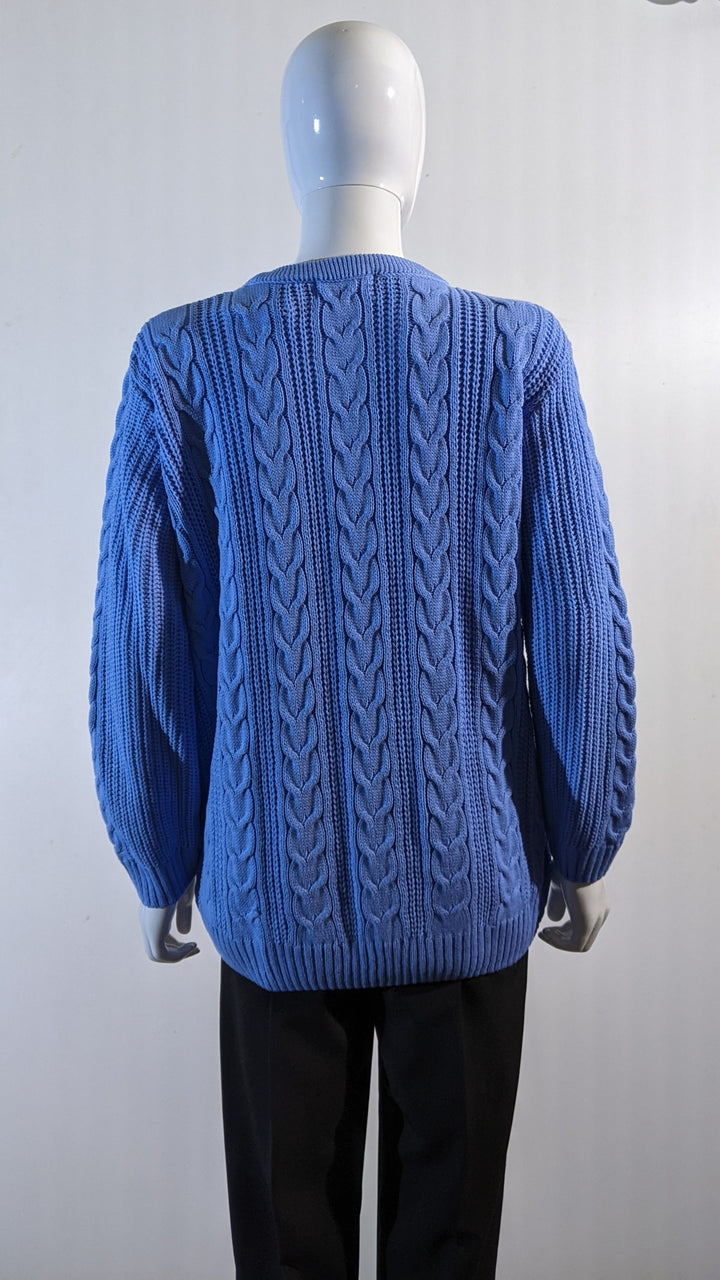 Blue Aran Style Cable Knit Jumper