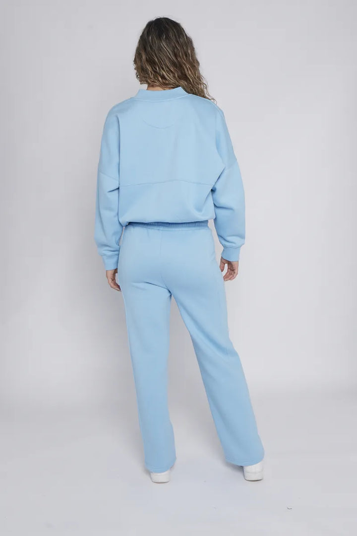 Blue Bomber Style Jacket & Wide Leg Bottoms Co-ord Loungewear Set