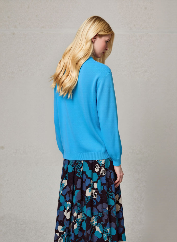 Blue Floral Pull On Elasticated Skirt