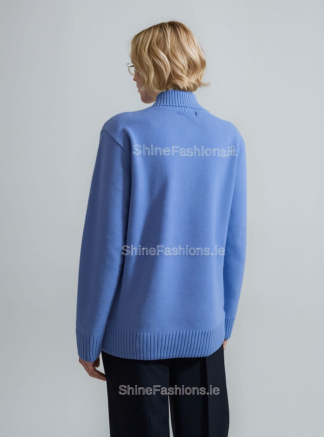 Blue Four Button Cable Knit Jumper