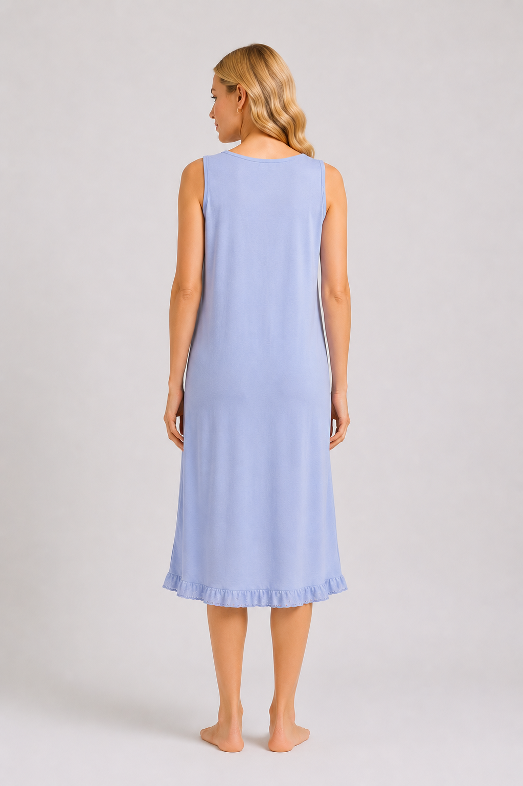 Blue Sleeveless Nightdress Ireland Soft Lightweight Summer Nightgown