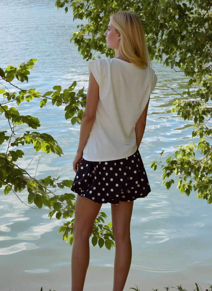 Brown Polka Dot Bubble Skort Skirt Style Shorts
