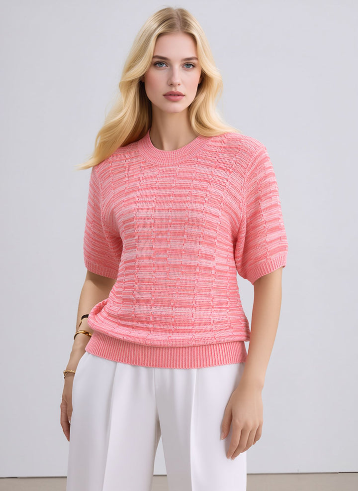 Coral Lightweight Knitted Short Sleeve Jumper