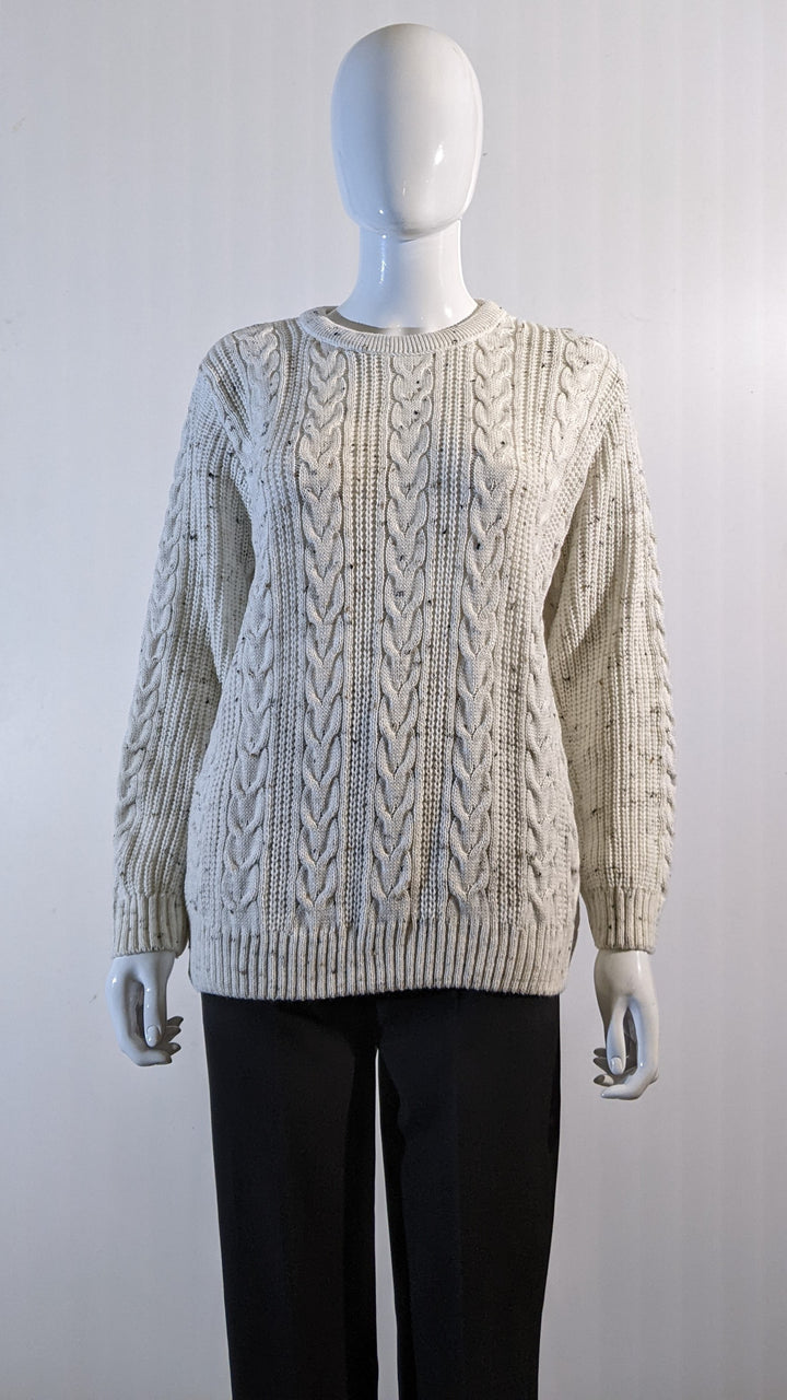 Cream Fleck Pattern Aran Style Cable Knit Jumper