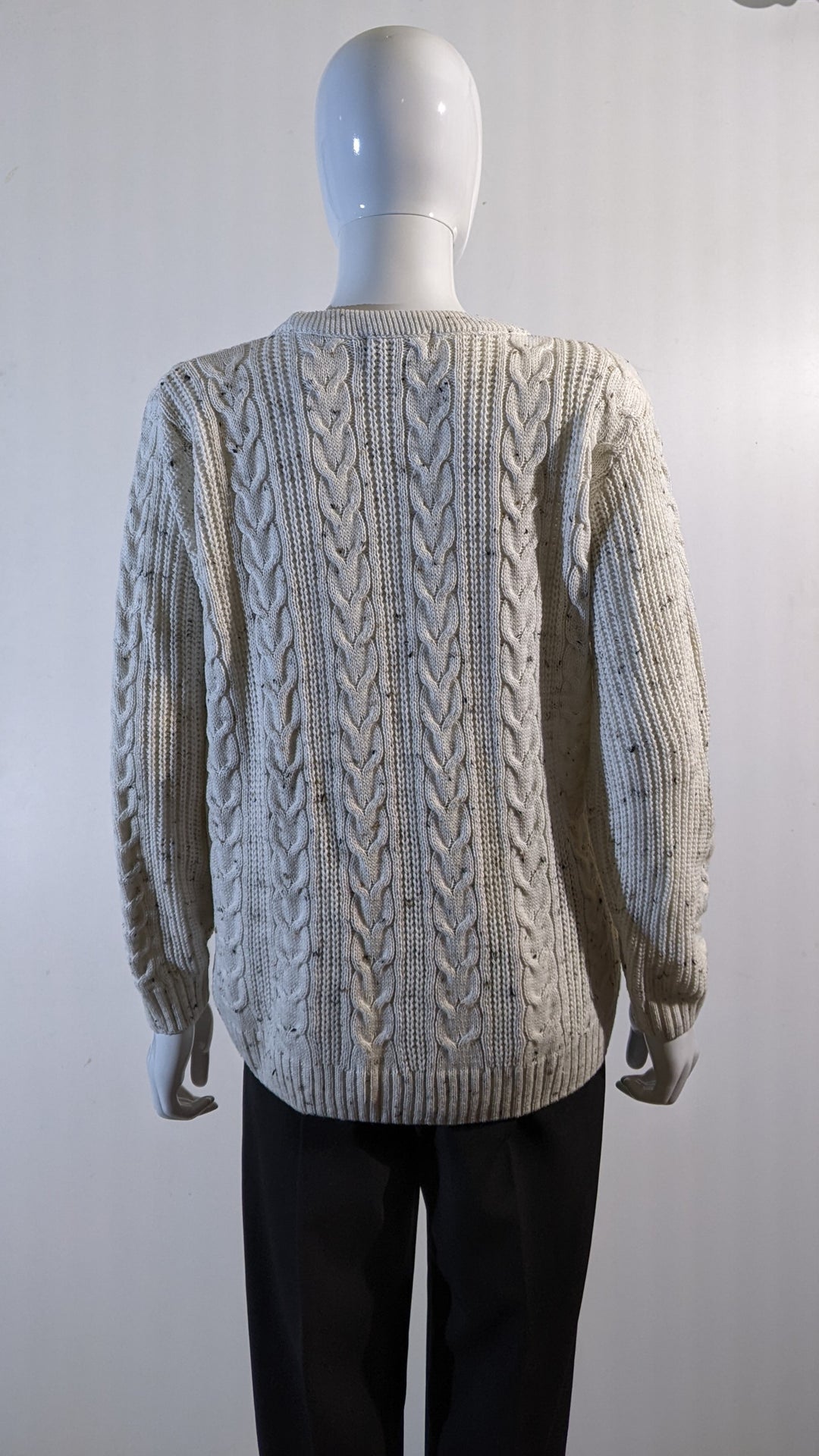 Cream Fleck Pattern Aran Style Cable Knit Jumper