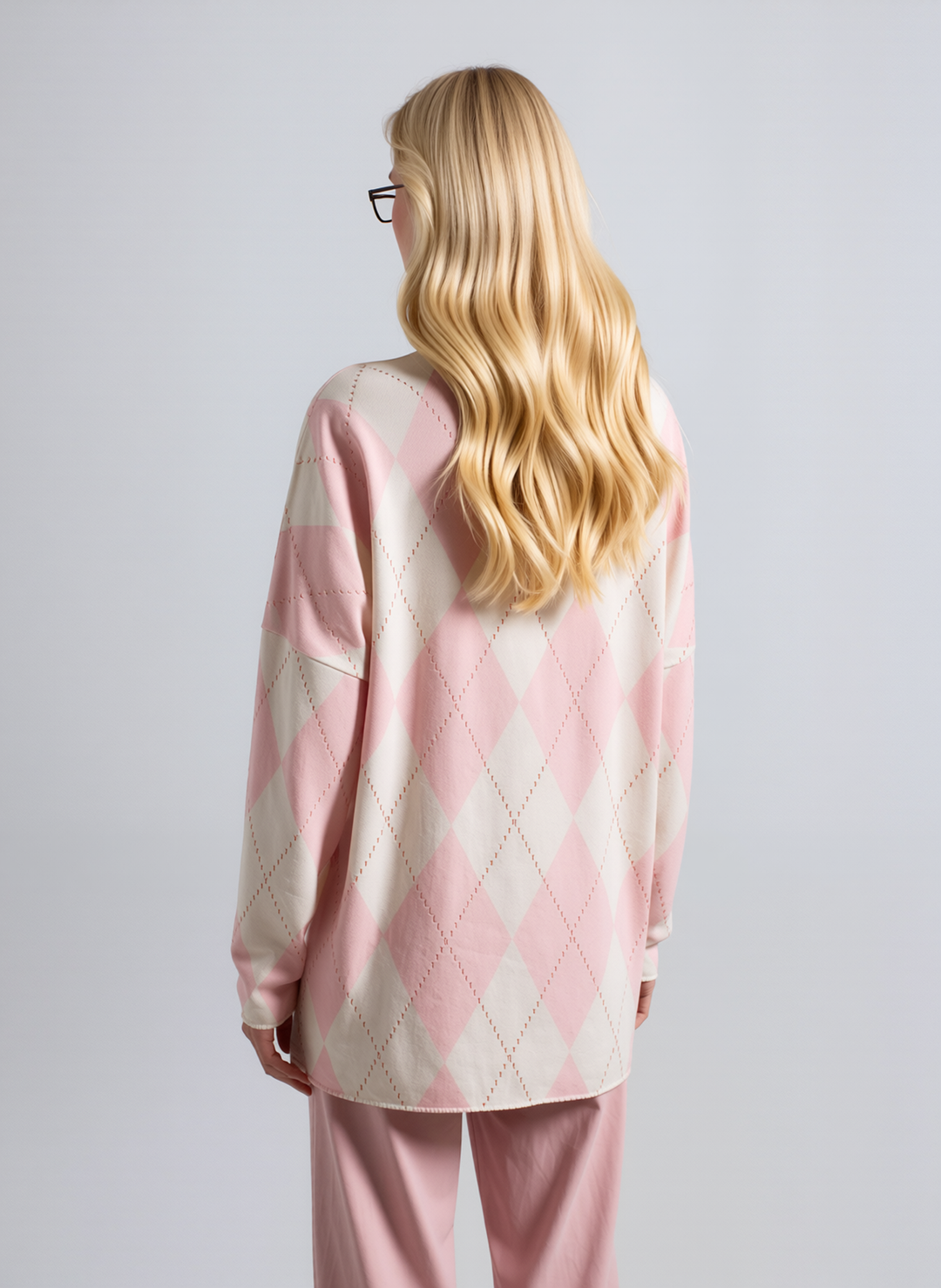 Pink Diamond Pattern Knit Top