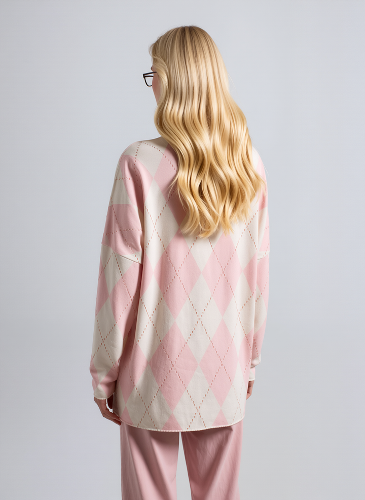Pink Diamond Pattern Knit Top