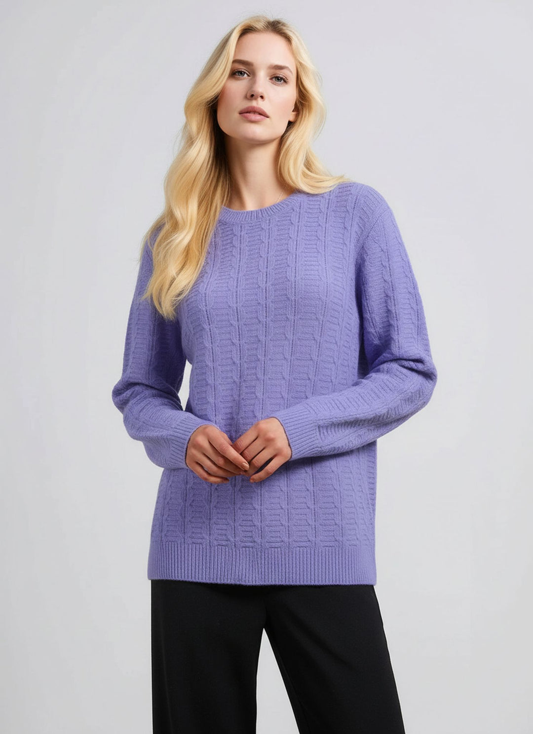 Lavender Cable Stitch Round Jumper
