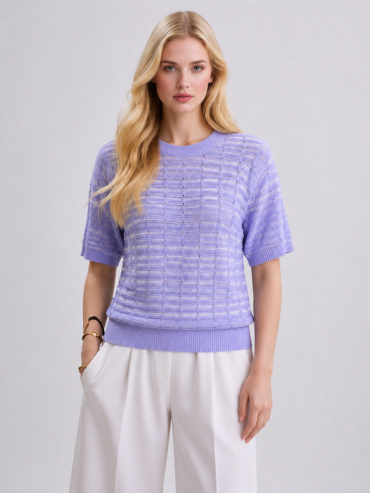 Lavender Lightweight Knitted Short Sleeve Jumper