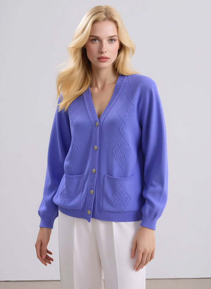 Lavender V-Neck Pocket Button Up Cardigan
