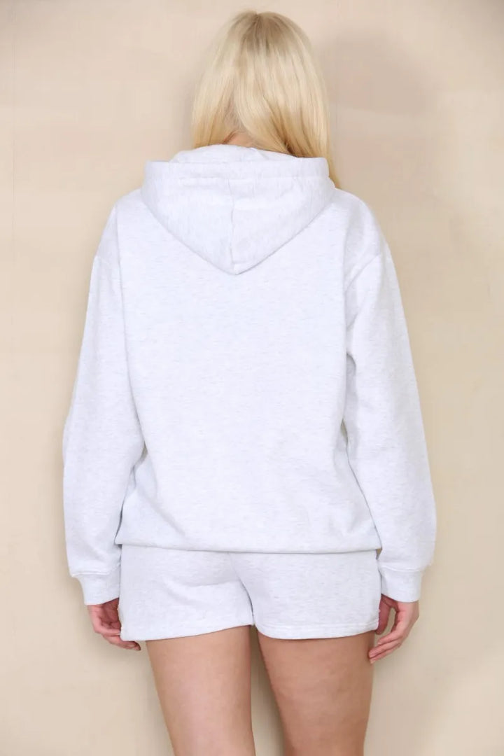 Light Grey Oversized Hoodie & Shorts Co-Ord Loungewear Set