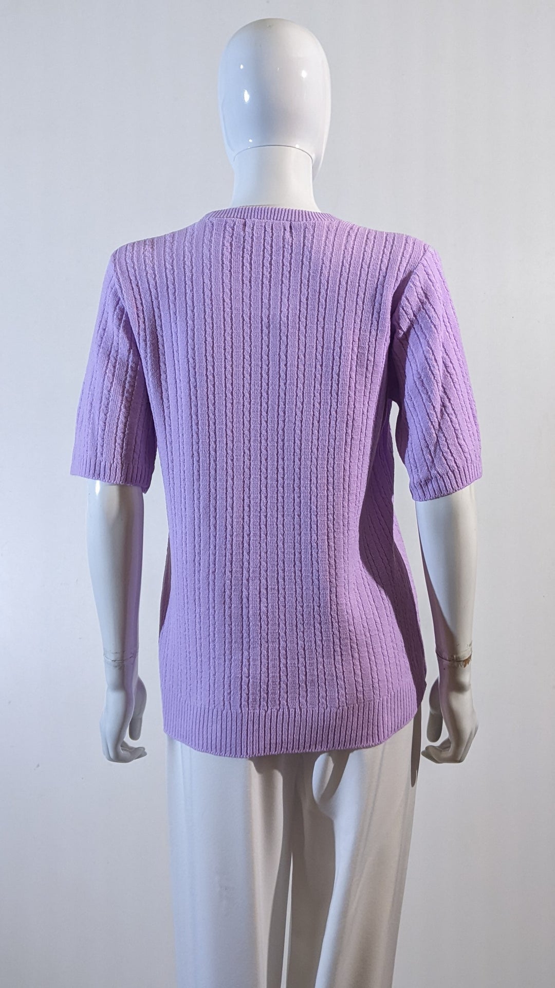 Lilac Ribbed Design Short Sleeve Jumper