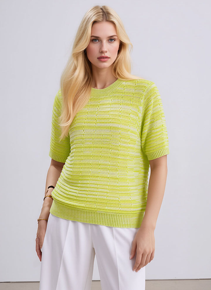 Lime Green Lightweight Knitted Short Sleeve Jumper