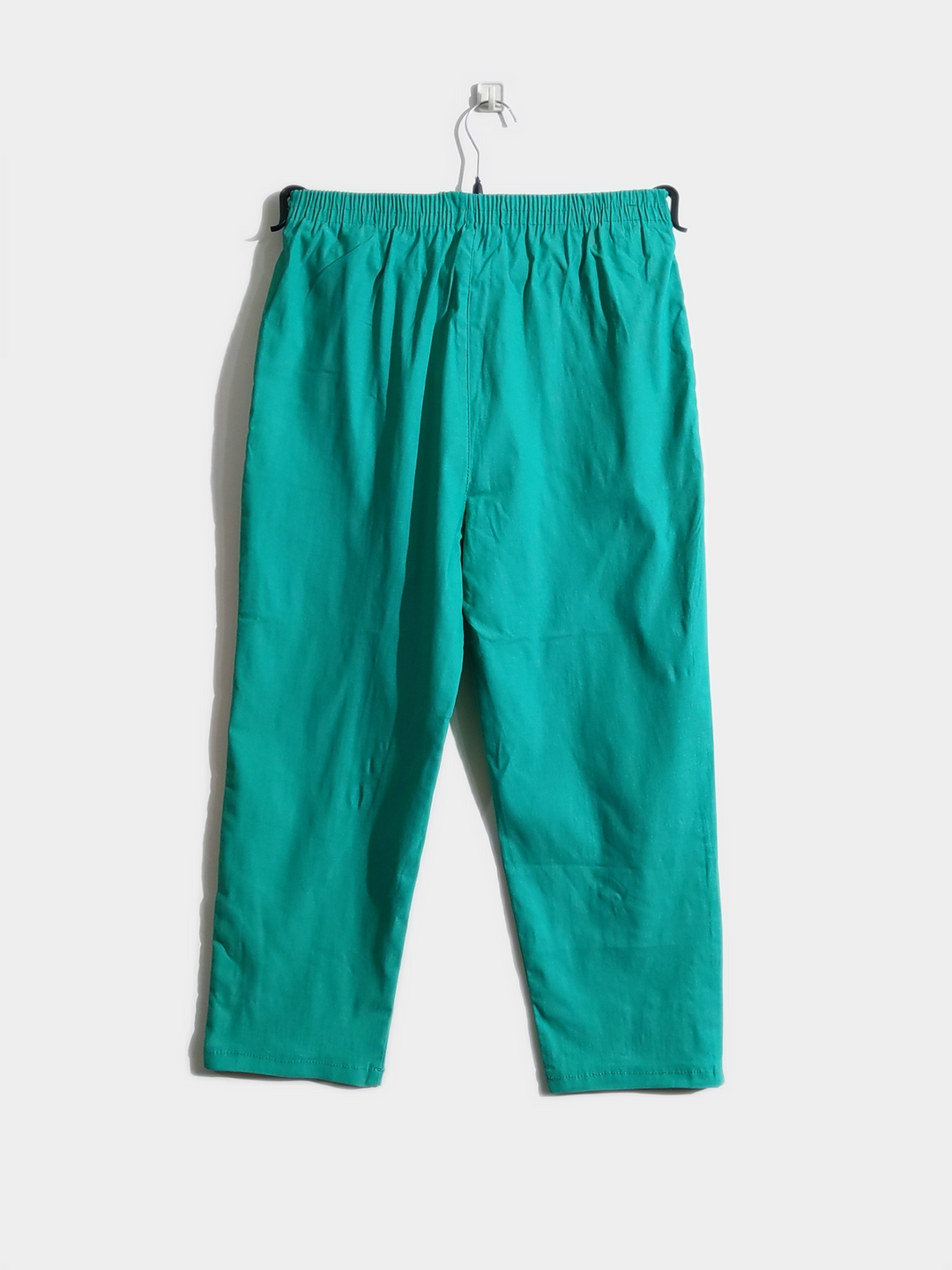 Mint Green Cotton Stretch Elasticated Waist Cropped Trouser