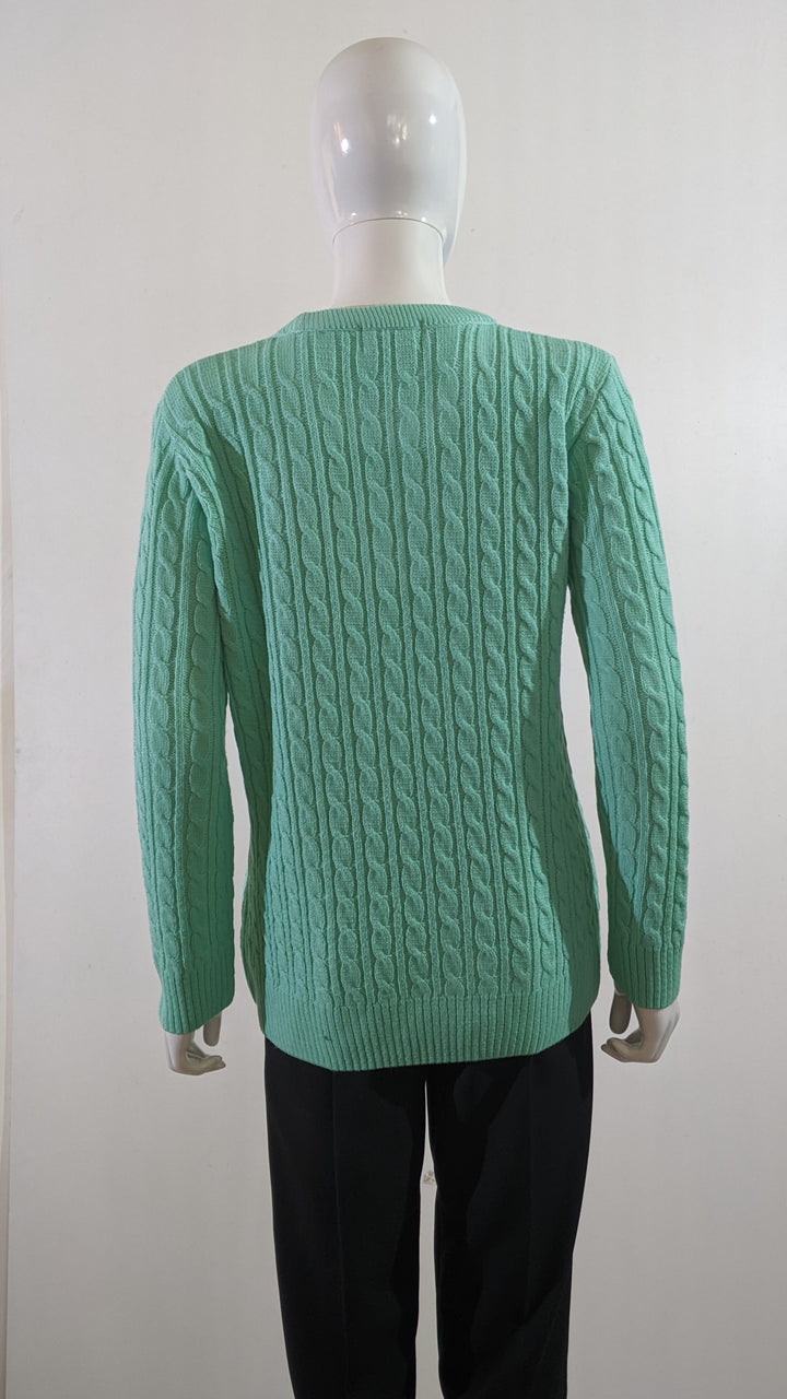 Mint Round Neck Cable Knit Jumper