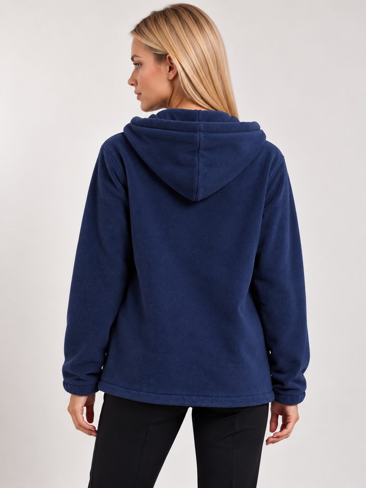 Navy Sherpa Lined Zip-Up Hooded Fleece Jacket
