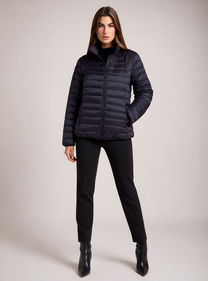 Navy Waterproof & Windproof Lightweight Padded Jacket with Funnel Neck