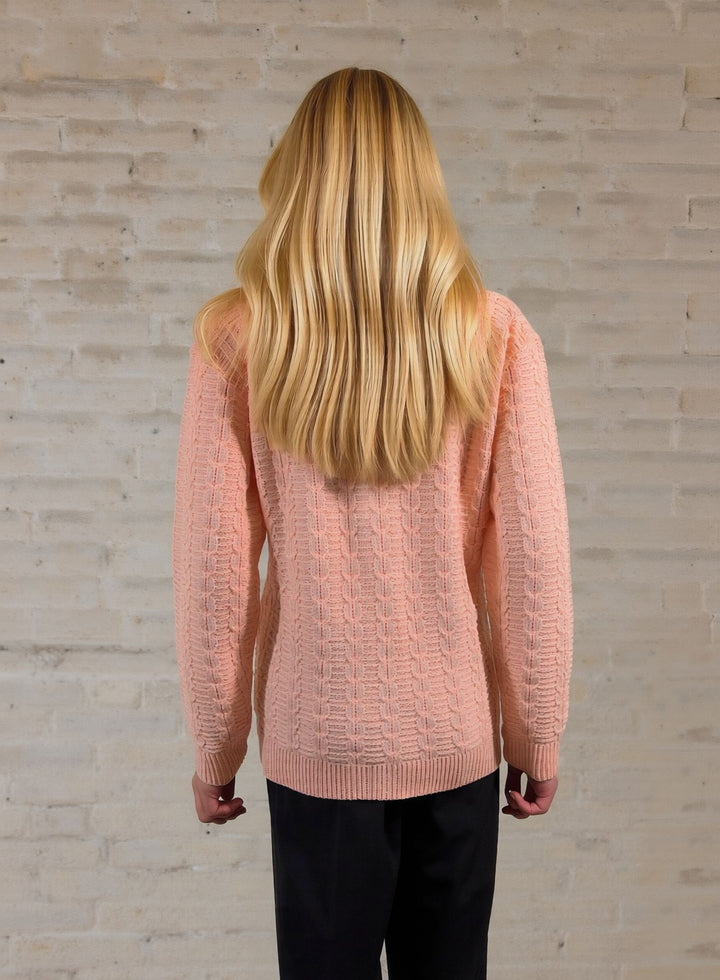 Peach Cable Stitch Round Jumper
