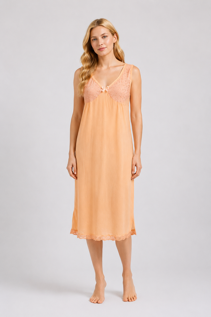 Peach Sleeveless Nightdress Soft Comfortable Summer Sleepwear