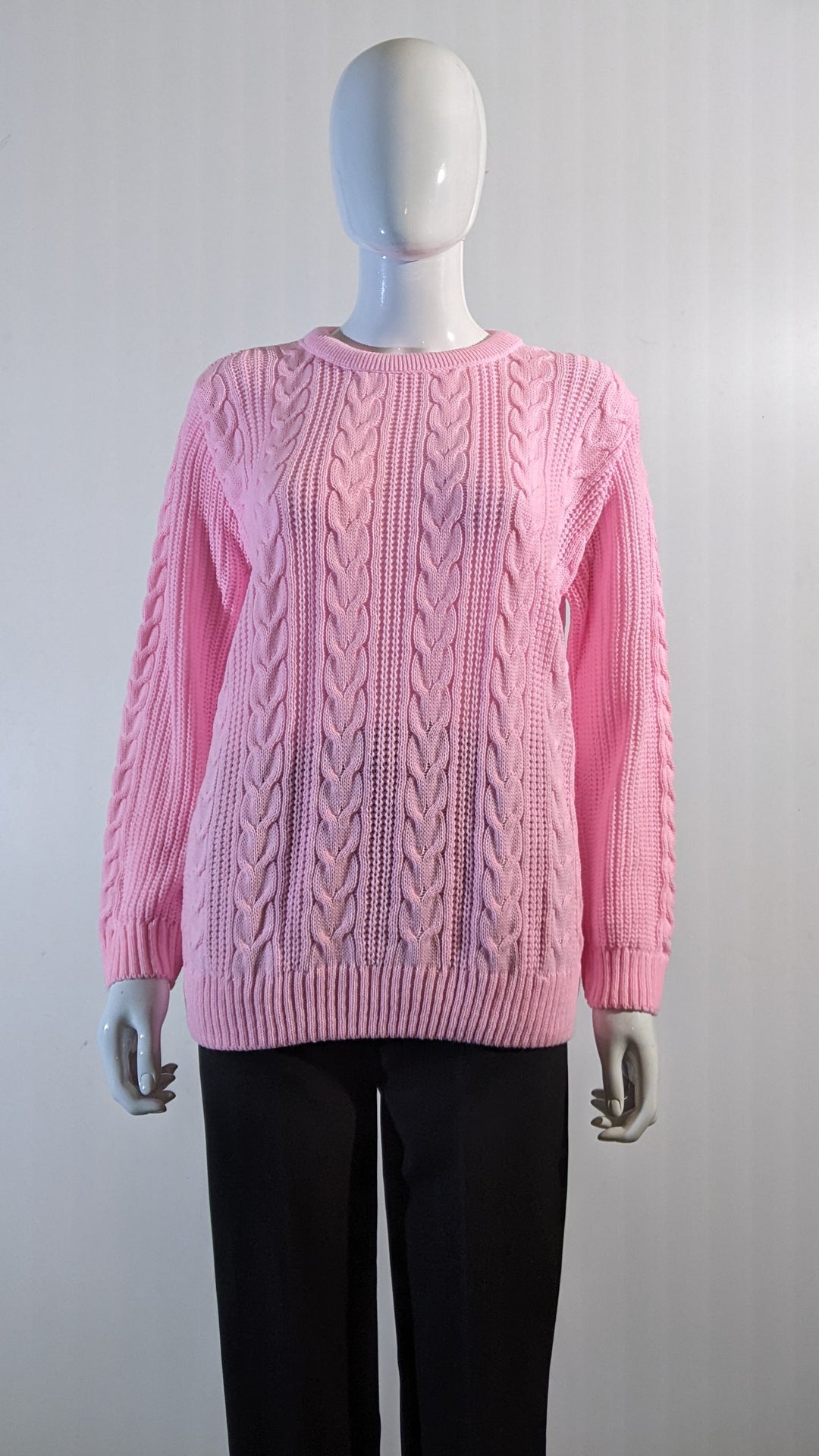 Pink Aran Style Cable Knit Jumper