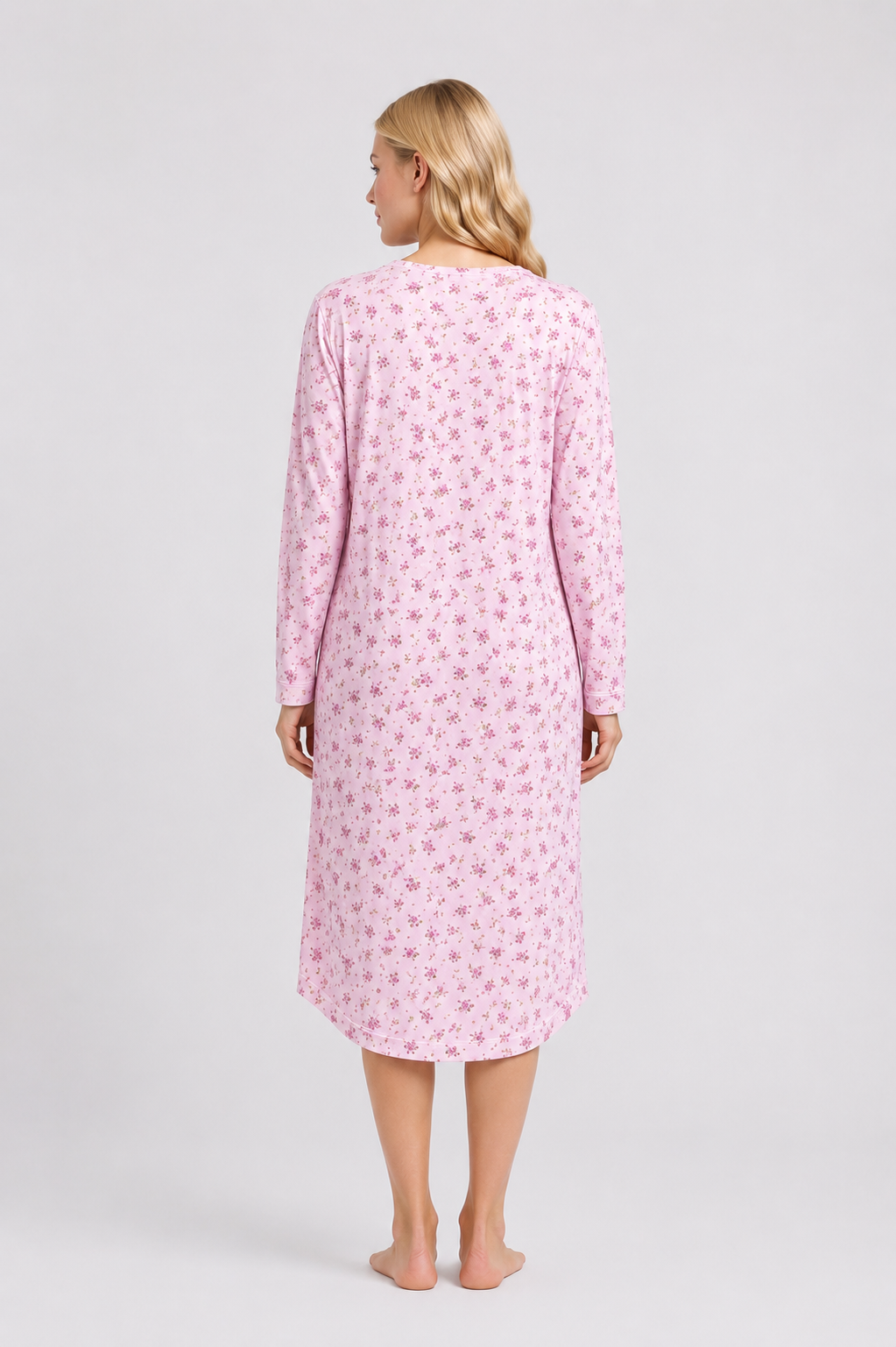 Pink Floral Long Sleeve Nightdress Soft Comfortable Nightwear