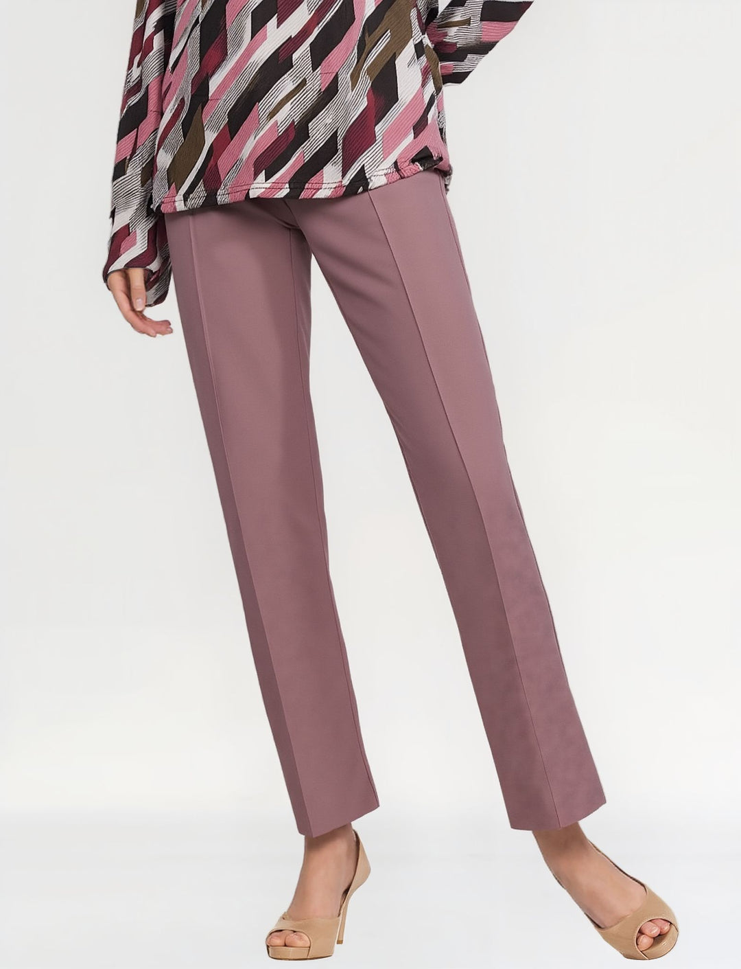 Pink Fully Elasticated Waist Straight Leg Trouser