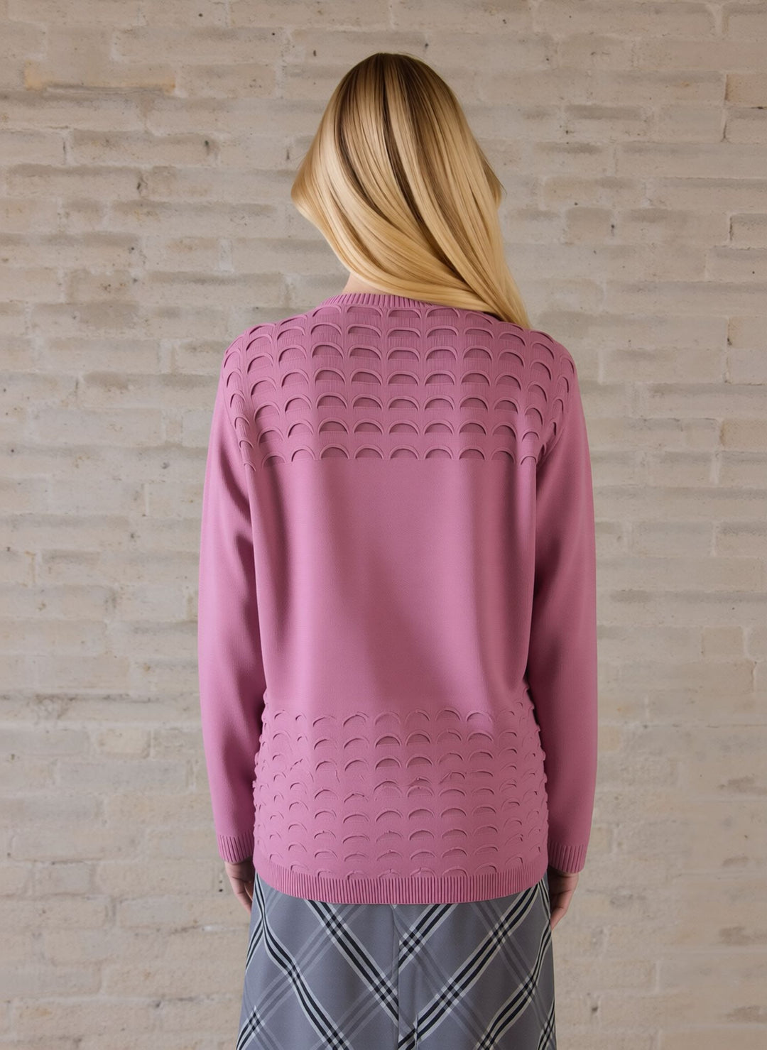 Pink Scallop Edge to Edge Open Cardigan