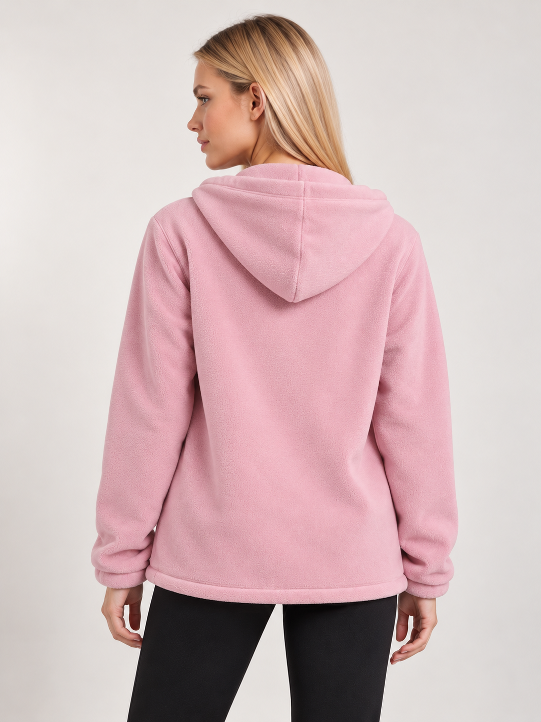 Pink Sherpa Lined Zip-Up Hooded Fleece Jacket