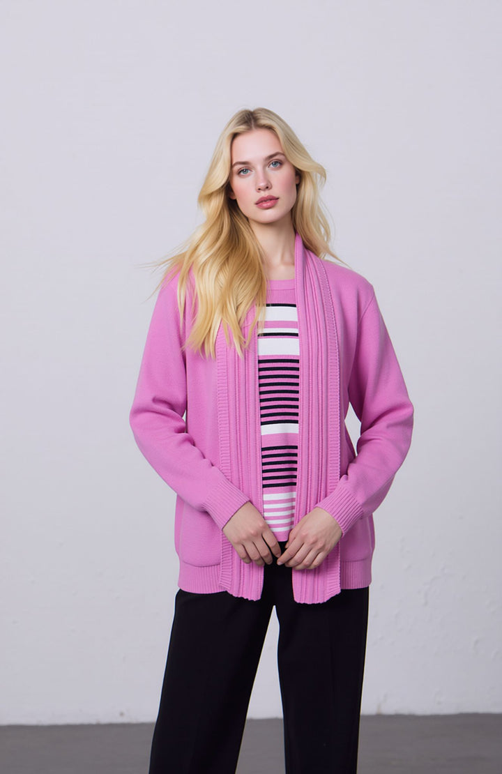 Pink Stripe Twinset Jumper