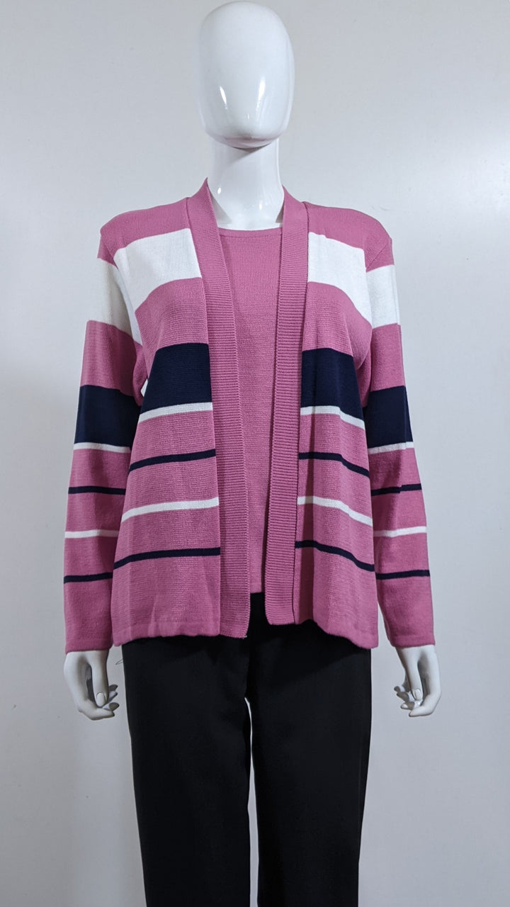 Pink Striped Twinset Jumper