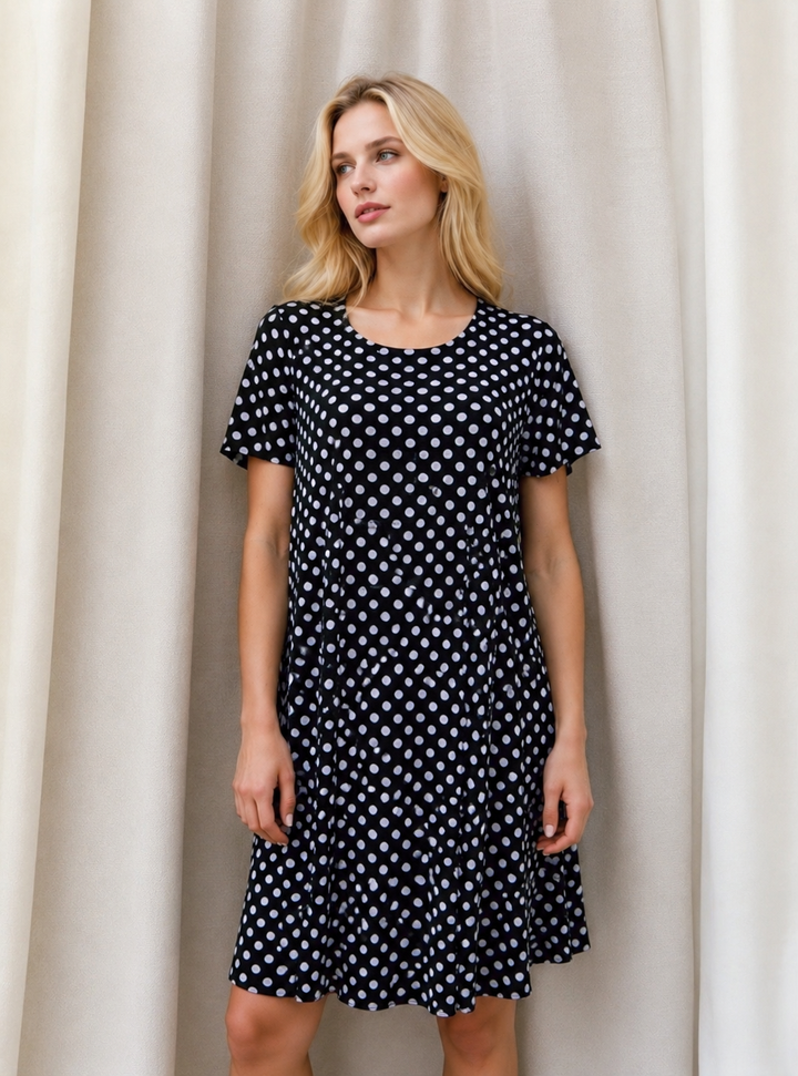 Polka Dot Print Cross Back Swing Summer Dress