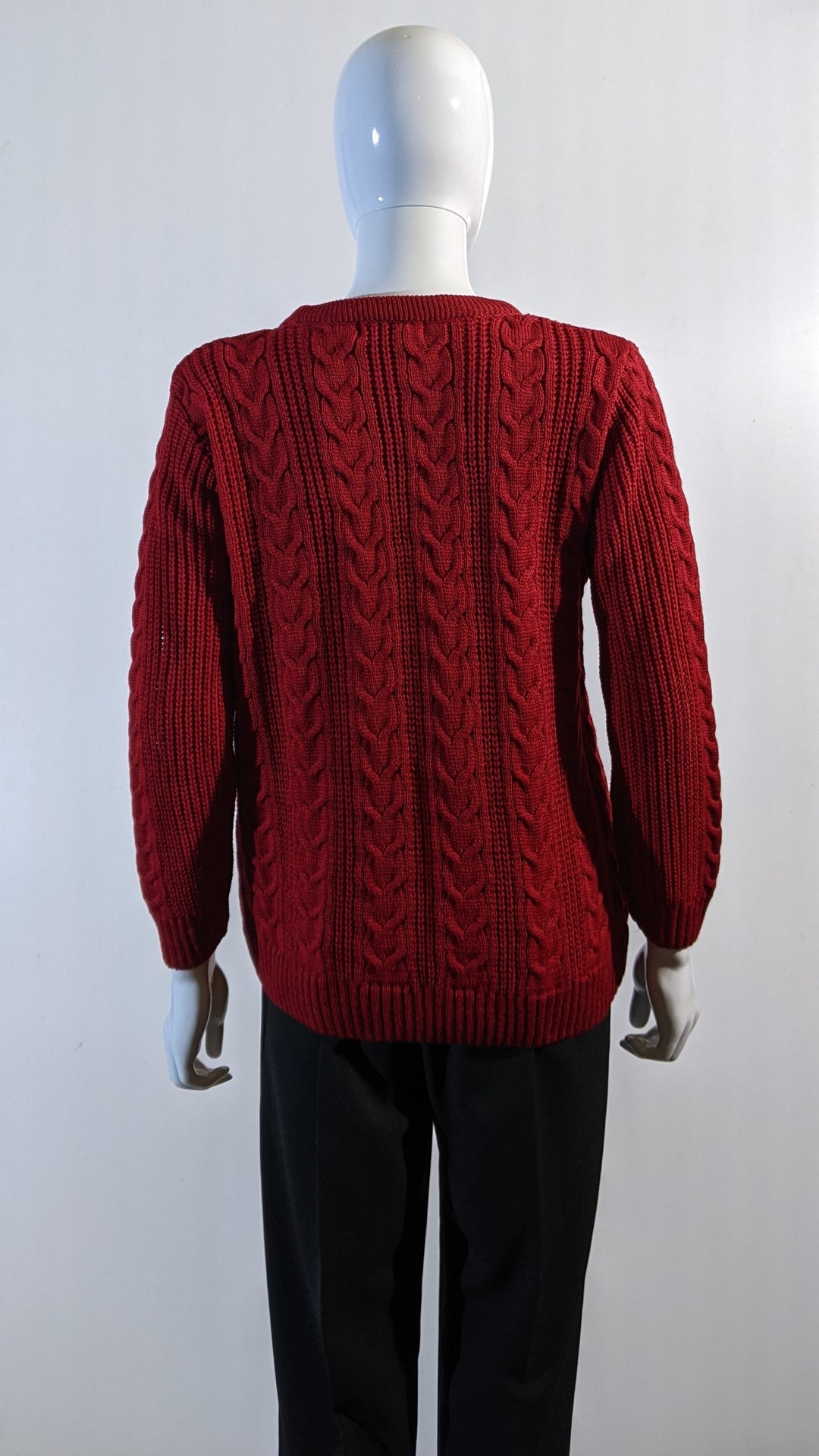 Red Aran Style Cable Knit Jumper