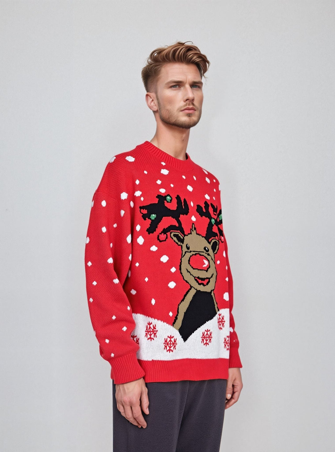 Red Reindeer Novelty Christmas Jumper