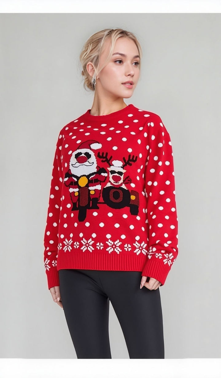 Red Santa Bike Novelty Christmas Jumper