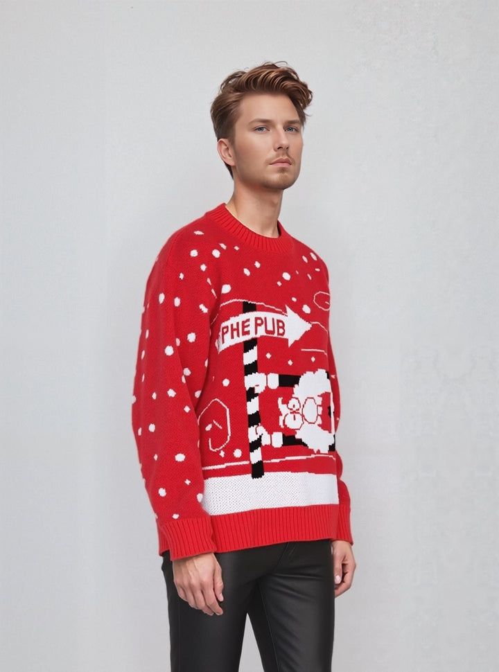 Red "To The Pub" Santa Novelty Christmas Jumper