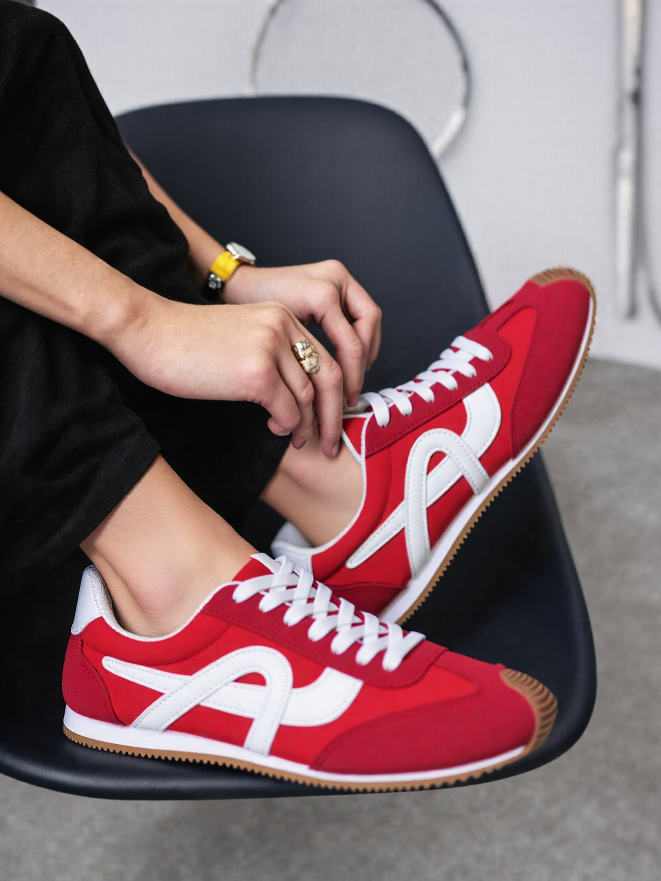 Red & White Retro Gum Sole Casual Trainers